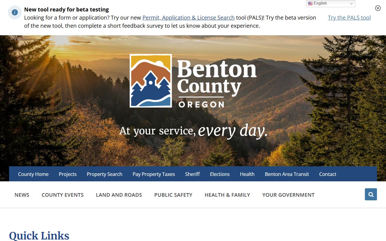 Benton County official website for birth records information