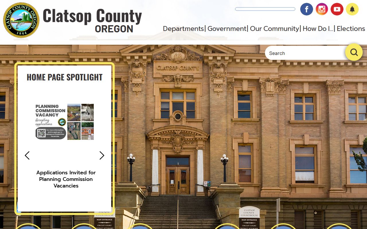Clatsop County official website for birth records information