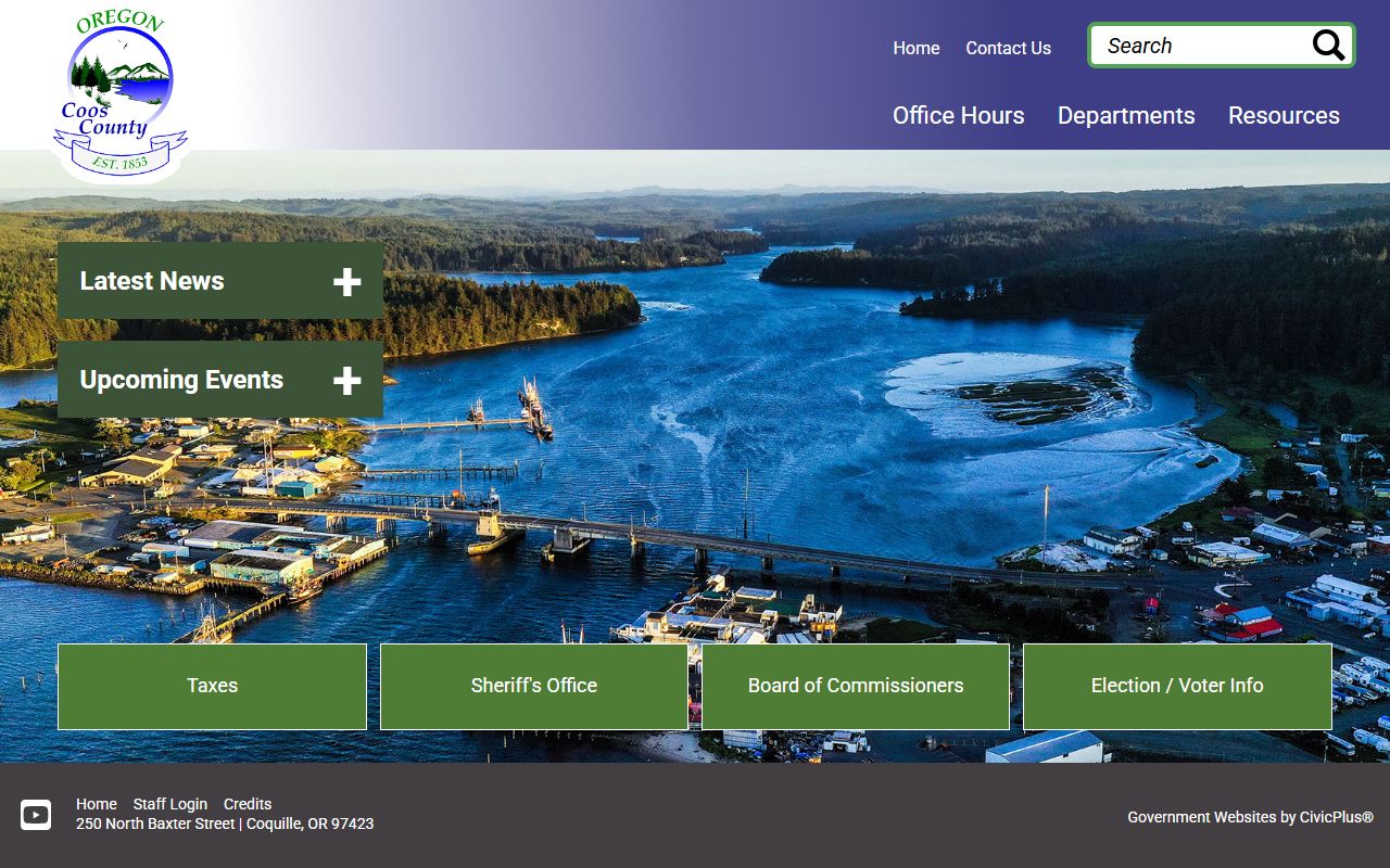 Coos County official website for birth records information