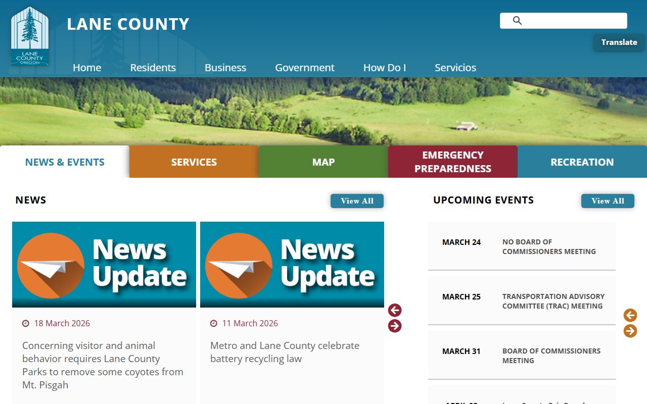 Lane County official website for birth records and vital records services