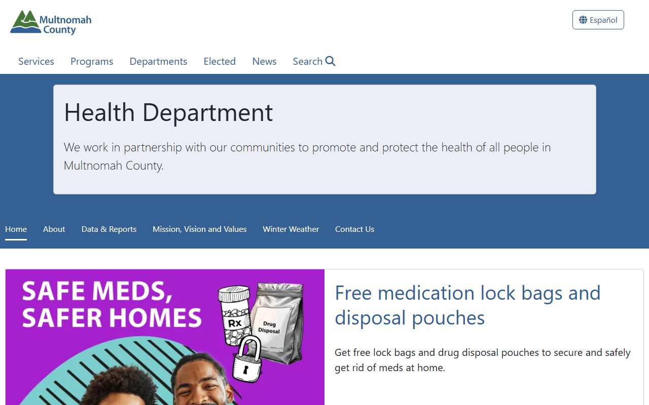 Multnomah County Health Department website for birth certificate services in Portland Oregon